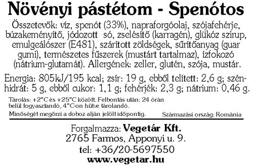 Mandy növényi pástétom - spenótos - 200g