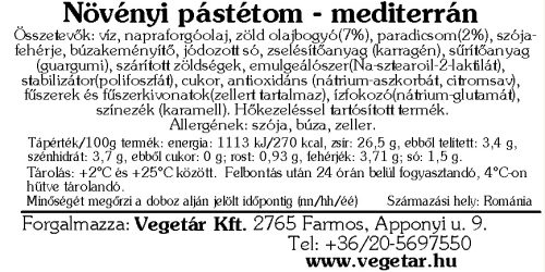 Mandy növényi pástétom - mediterrán - 120g